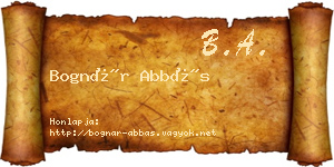 Bognár Abbás névjegykártya
